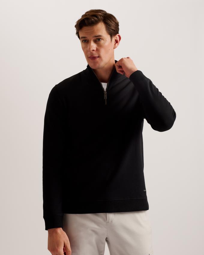 Pulls De Golf Ted Baker Half Zip Funnel Neck Noir Homme | XNO-17745362